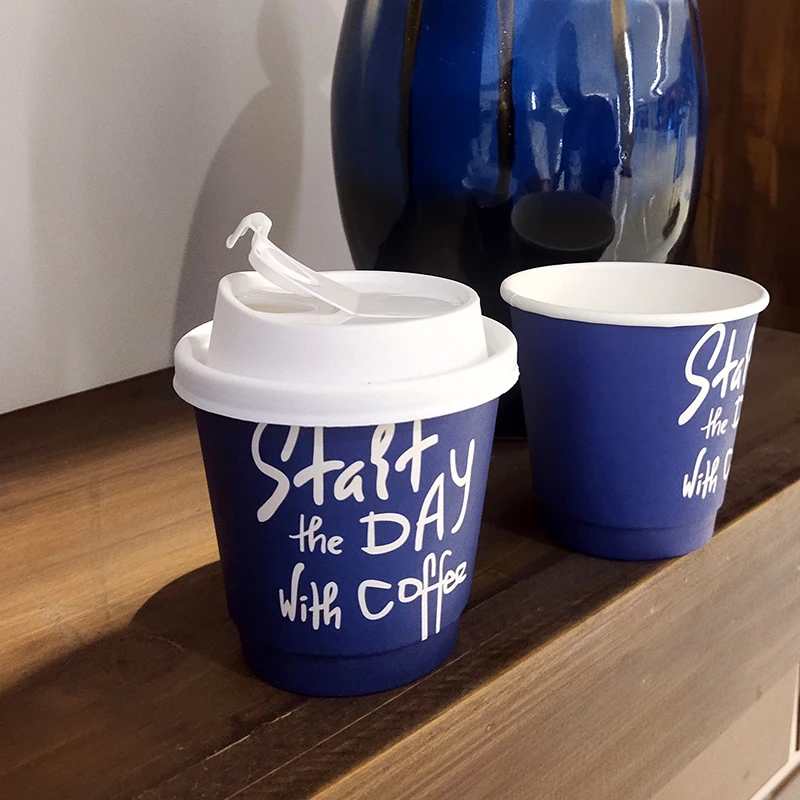 

25pcs Disposable coffee cup 280ml 8A takeaway packaging thick beverage cup party birthday milk tea juice blue paper cups