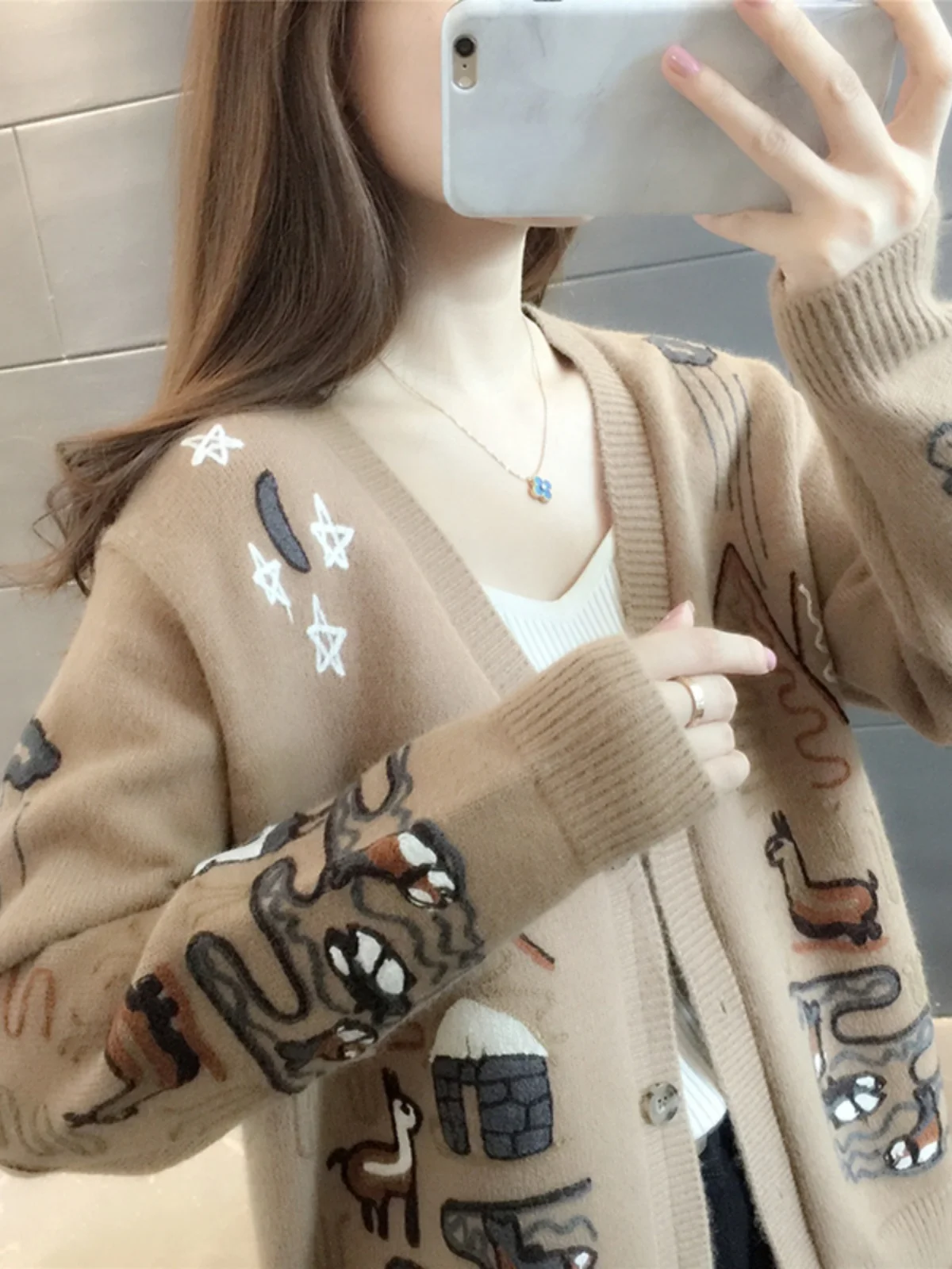 Одежда ранней осени маленький вязаный женский кардиган свободный 2024 новые