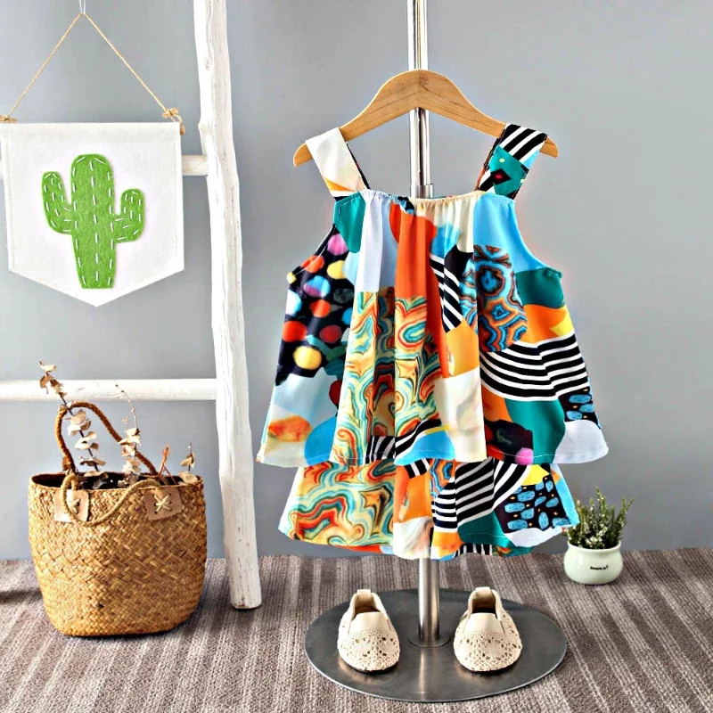 Новый летний комплект одежды для маленьких девочек детский жилет и шорты 2