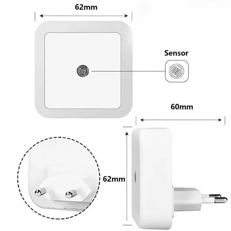Protable Wireless LED Night Light EU US Plug Mini Square For Baby Children Living Room Bedroom Corridor Lamp