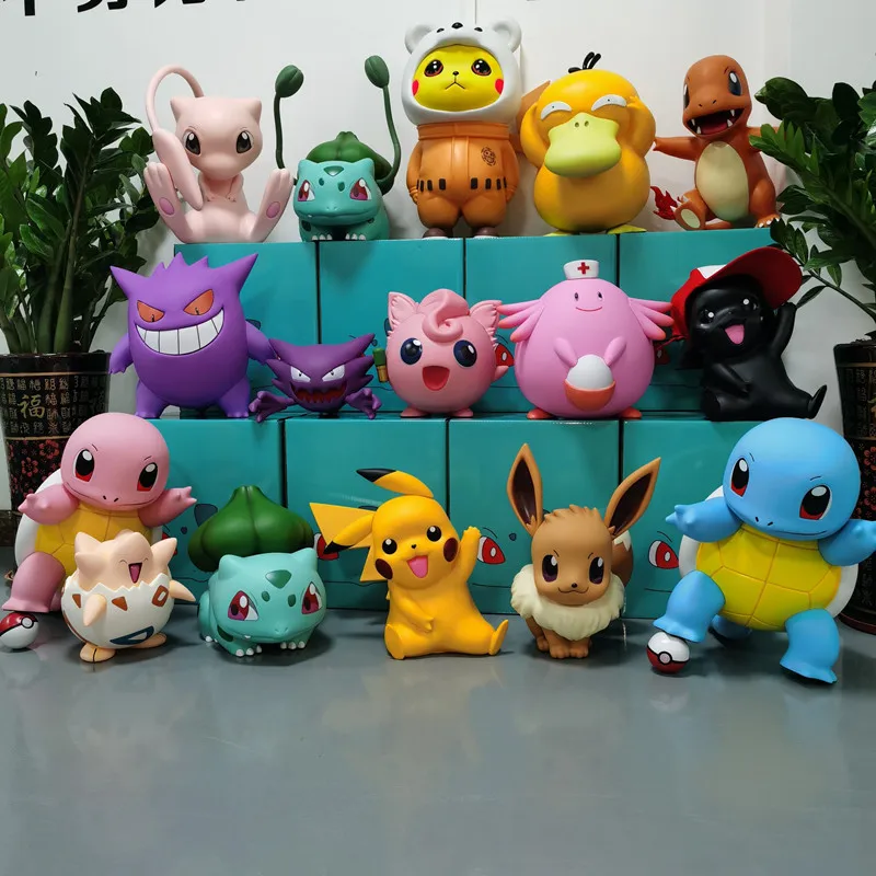 

Anime Pokemon Action Figure Oversized Pikachu Frog Little Fire Dragon Jenny Turtle Karakara Gengar Figures Toys for Kid Gifts