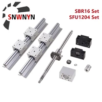 linear rail 2pcs sbr164pc sbr16uu block bearingsfu1204 ball screw end machined1204 nut housingbkbf10 end supportcoupler set