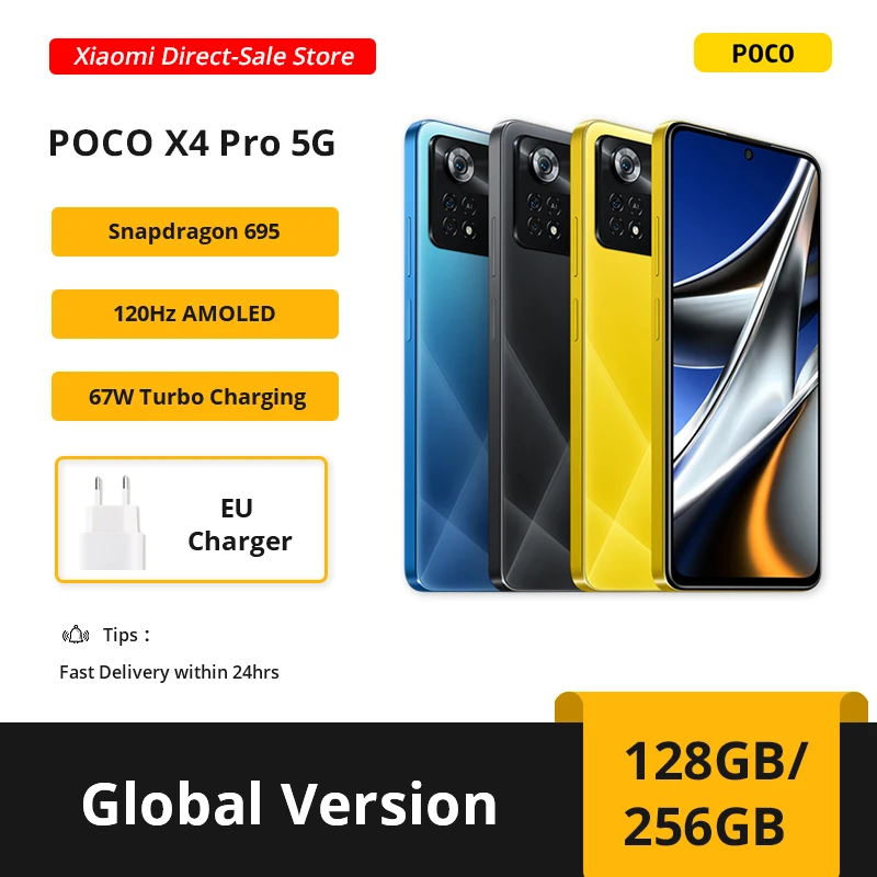 

Global Version POCO X4 Pro 5G Snapdragon 695 128GB/256GB 120Hz AMOLED Display NFC 108MP Camera 67W Turbo Charging