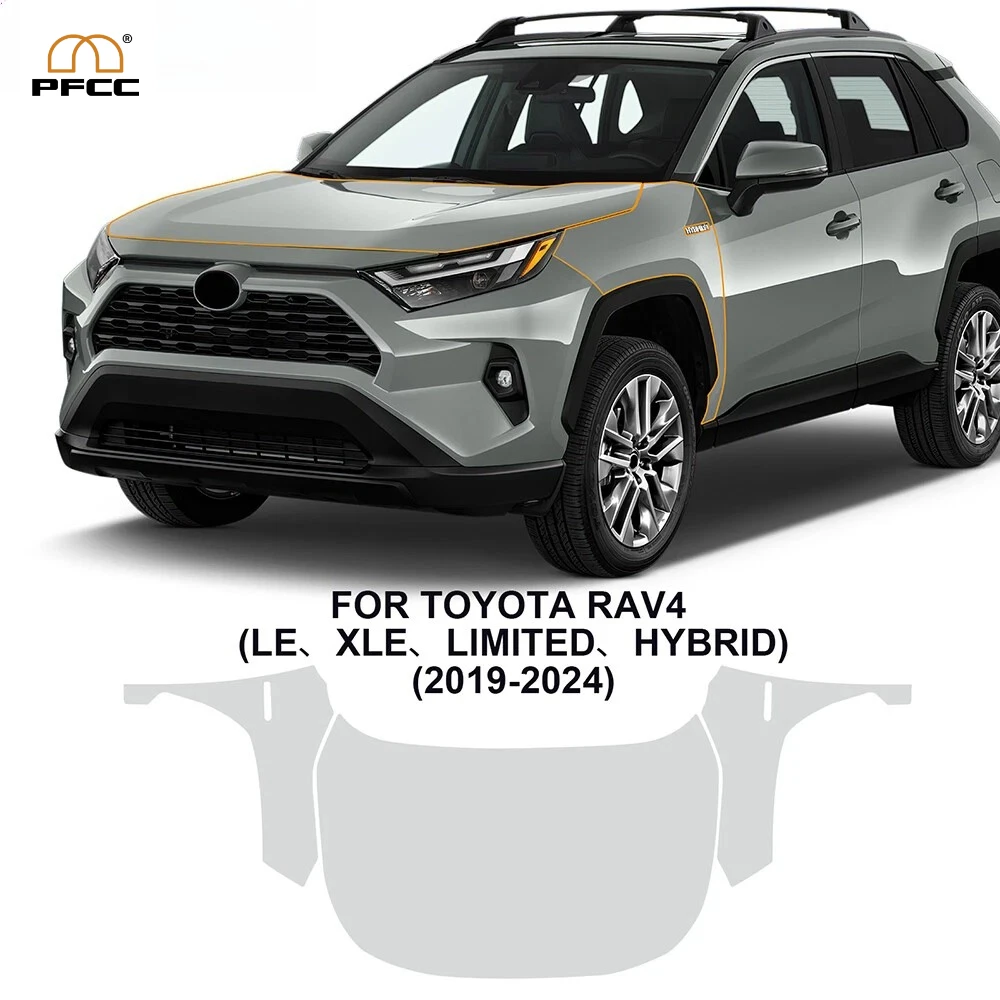 Фото Предварительно нарезанная защитная пленка PPF для Toyota RAV4 2019-2025 из ТПУ: прозрачная, невидимая, самовосстанавливающаяся, устойчивая к царапинам, для защиты кузова автомобиля №1
