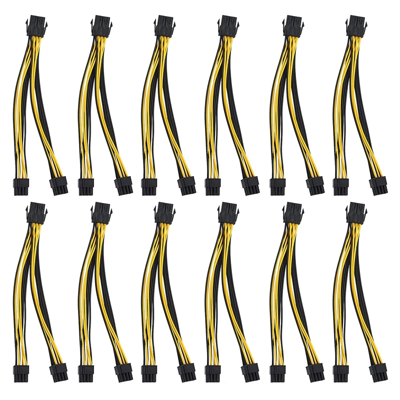 

2X Pcie 8 Pin до 2X8 Pin (6 + 2) PCI Express адаптер питания PCIE Y - Splitter Удлинительный кабель 8 дюймов (12 шт.)
