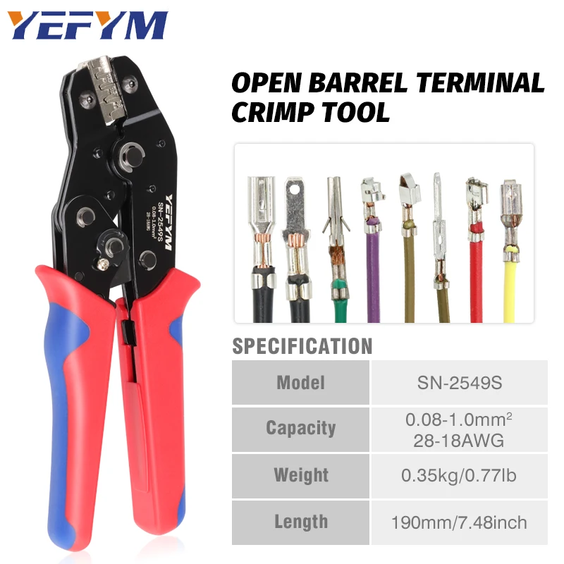 Обжимные Щипцы YEFYM для клемм PH2.0/XH2.54/2 8/3 0/3 96/KF2510/JST (0 08-мм²)