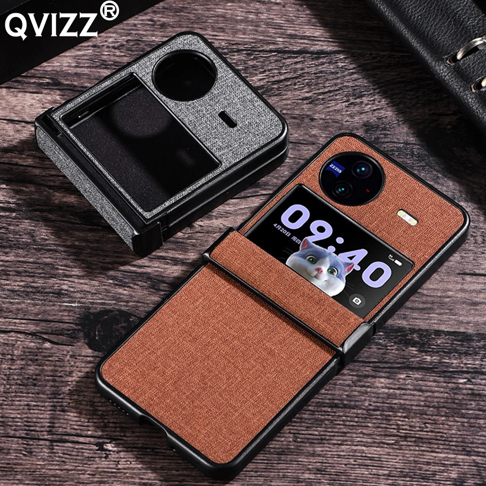 

Luxury Fabric Cloth Case for vivo X Flip V2256A Canvas Ultra-thin Armor Shockproof Soft Silicone Edge Hard Phone Cover vivoXFlip