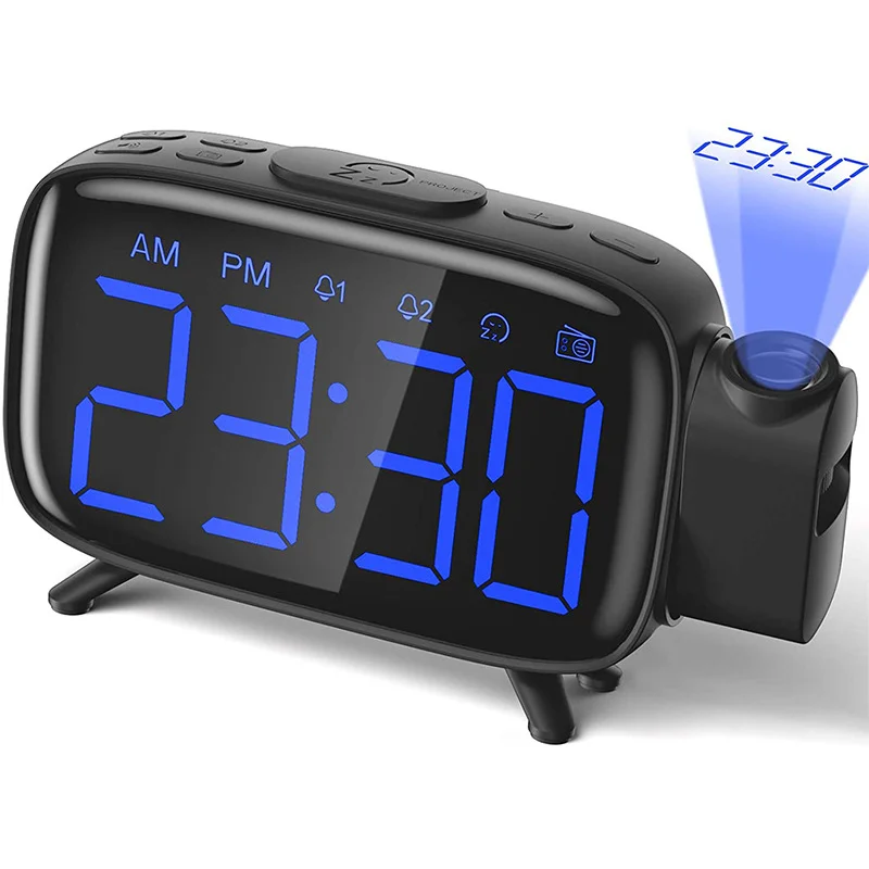

FM Radio Projection Alarm Clock Large Screen LED Display Electronic Clock Projection Dual Alarm Clock Clock USB Output