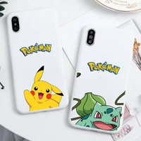 cute cartoon pokemon pikachu phone case for iphone 13 12 11 pro max mini xs 8 7 6 6s plus x se 2020 xr white silicone cover
