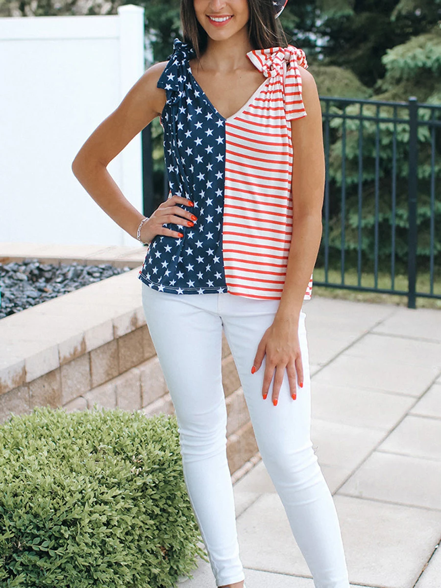 

Женский укороченный топ Biayxms с американским флагом, футболка без рукавов с принтом патриотического флага США, футболки с рисунком 4 июля, топы Cami (4 июля)