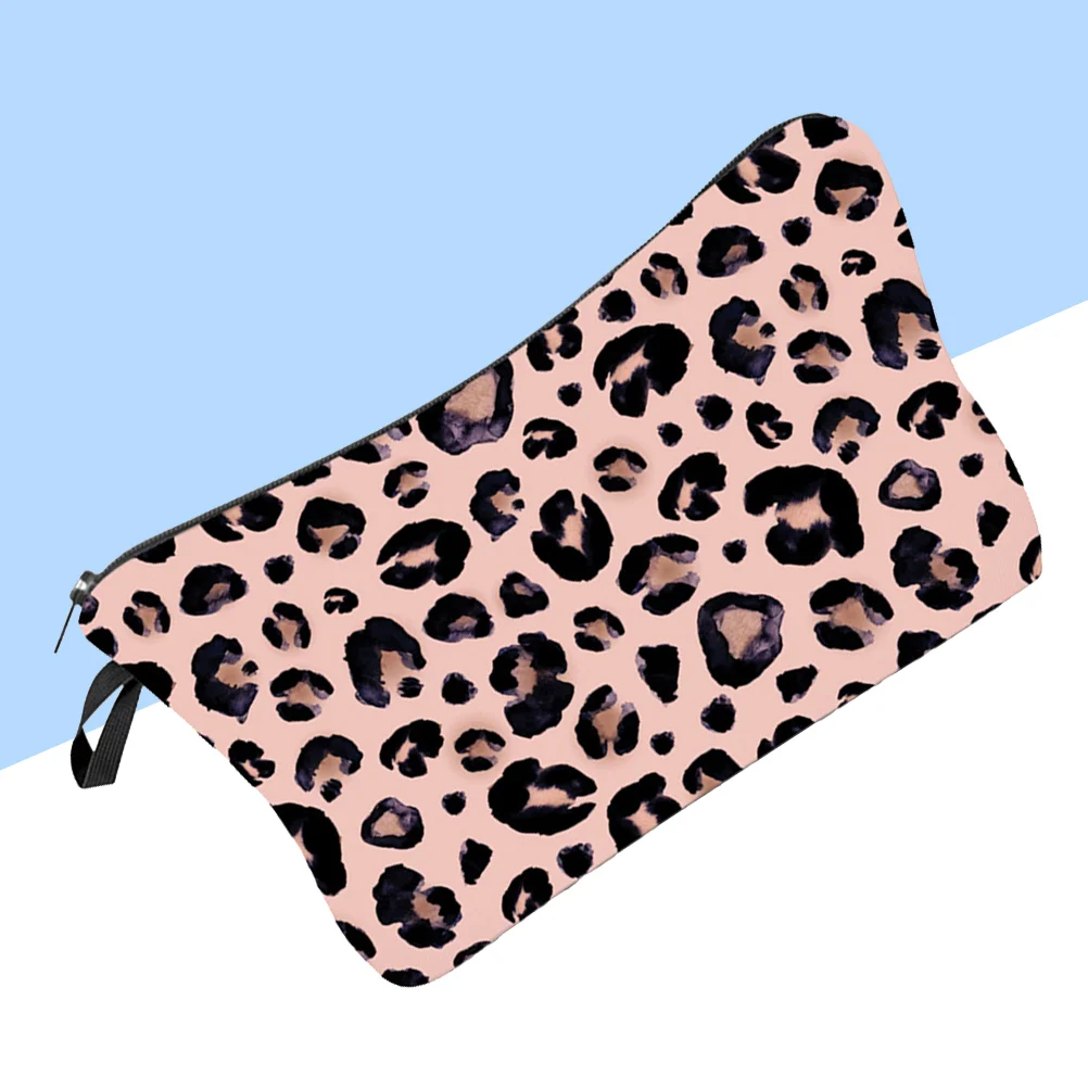 

1pc Multifunctional Storage Pouch Outdoor Handbag Leopard Design Pouch Cosmetics Holder for Shopping Travel Park