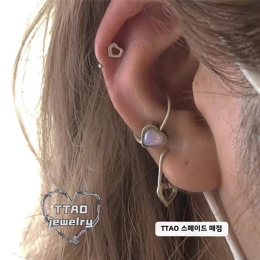 Ttao X Sweet Cool Sle .2 Толстое бесшовное кольцо Все тело S925 Серебряный опал Любовь