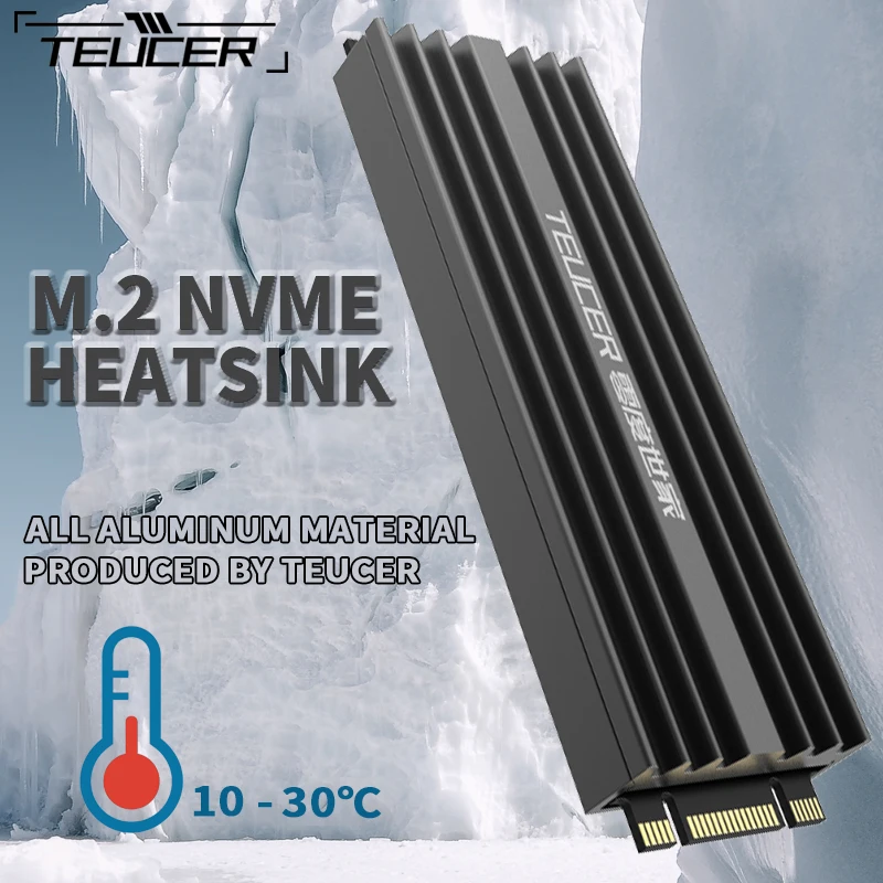 TEUCER  2280 SSD Heatsink M.2 NVME Radiator Magnesium Aluminum Alloy PC Efficient Radiator with Thermal pad M2 SSD Heatsink