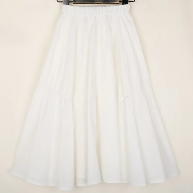 

kids girls summer solid white black cotton casual midi calf length skirts children teen girl fashion skirt clothing