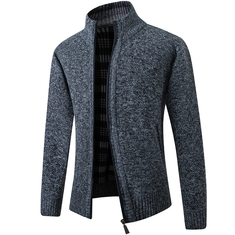 2022 New Men's Winter Wool Sweater,White Long-Sleeved Cardigan, Full Zipper Woolen Cardigan,Men's Fall Casual