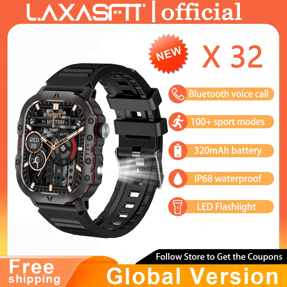 Водонепроницаемый светодиодный фонарик LAXASFIT X32 Bluetooth Talking Smart Watch 2 01 дюйма HD экран