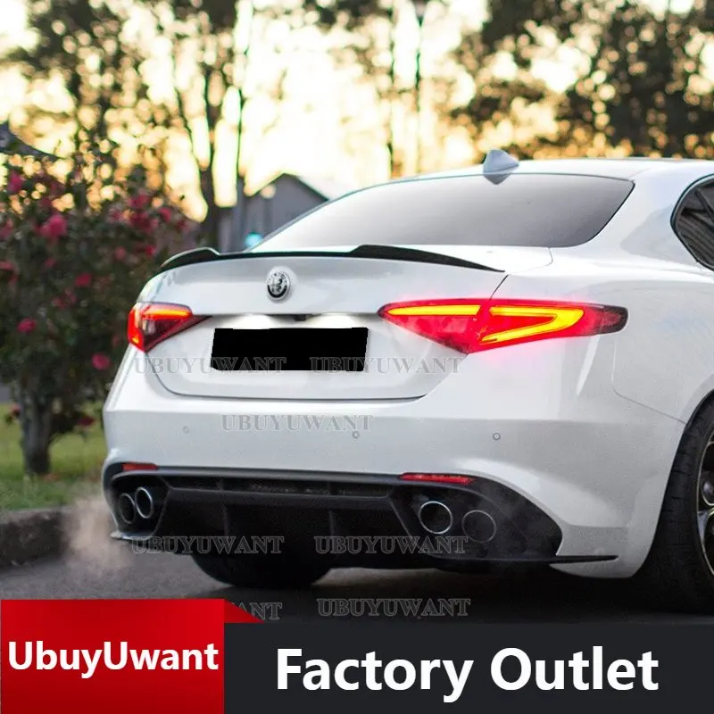 

For Alfa Romeo Giulia Spoiler Carbon Fiber Rear Trunk Spoiler Gloss Black Finish Quadrifoglio Verde QV Style 2015 - UP