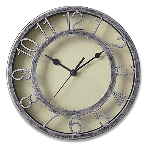 

8" Silver Silent Wall Clock Non-ticking Wall Clock Round Ready to Hang Decor Wall Clock With Plastic Bezel