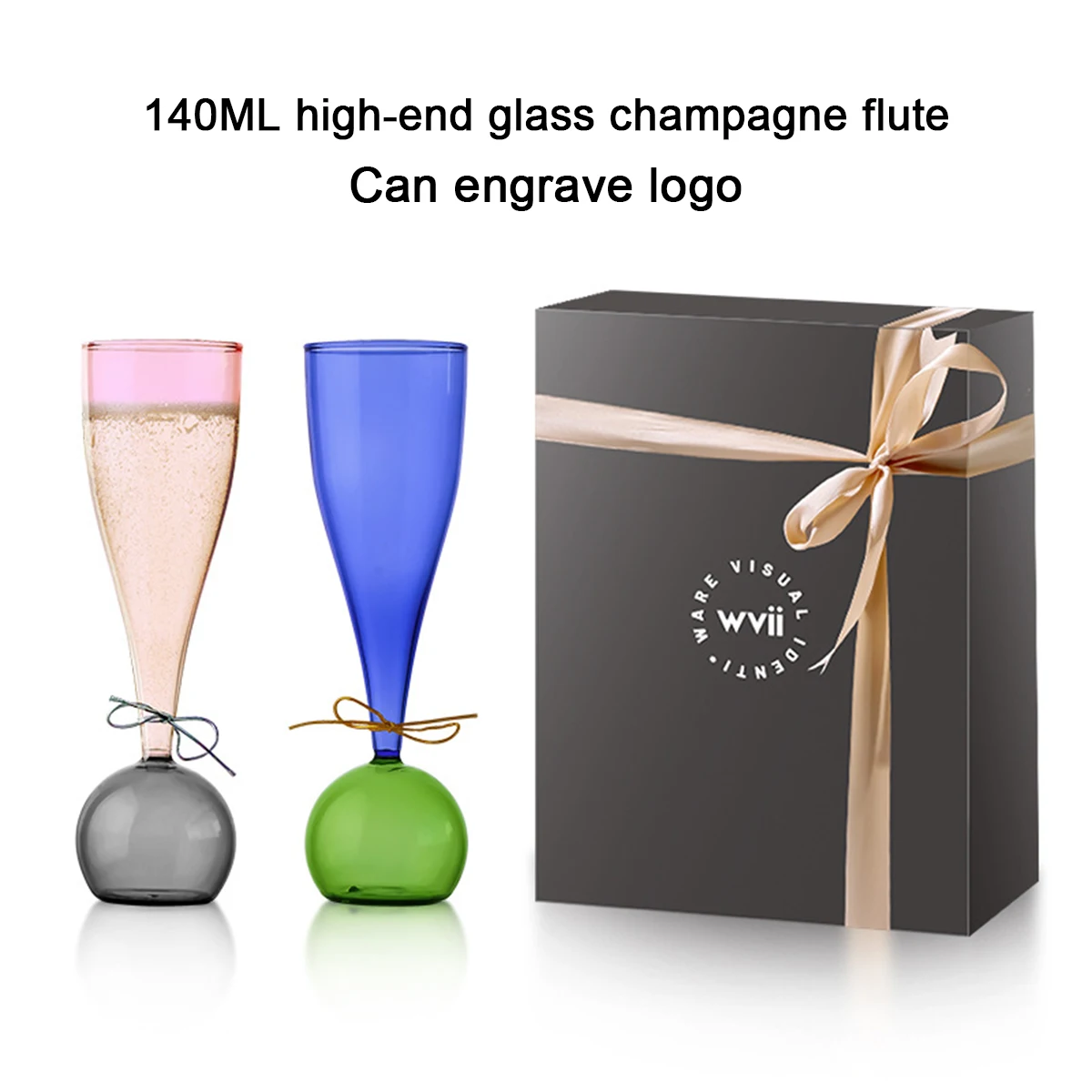 (Логотип может быть выгравирован) 140 мл цветной свадебный хрустальный бокал для