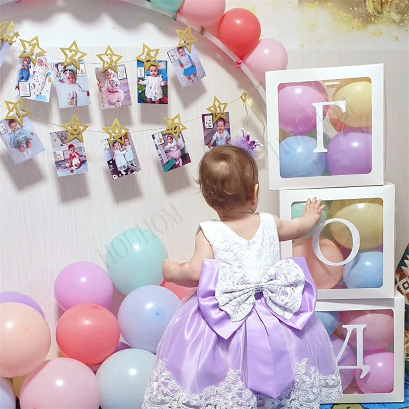 

Transparent Alphabet Balloon Box Wedding Baby Shower Boy Girl Decoration Birthday Party Kids Baby Shower 1st Birthday Decor