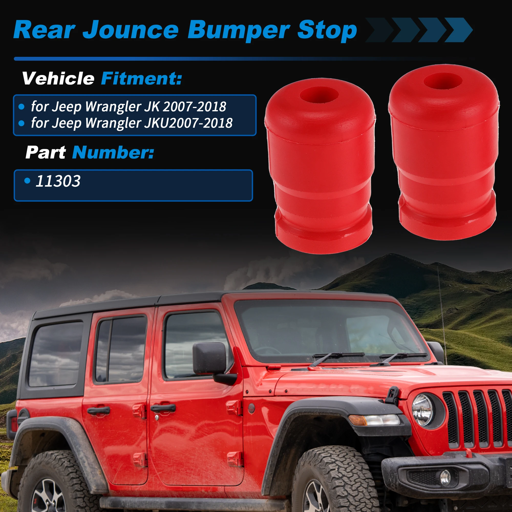 Фото Ограничитель хода подвески UXCELL для Jeep Wrangler JK 07-18, для Jeep Wrangler JKU, арт. 11303 №2