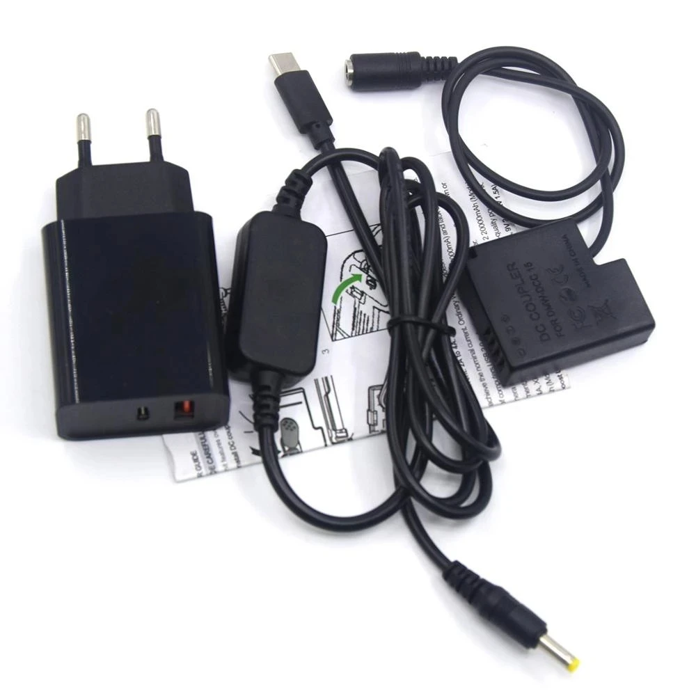 

USB Type-C Charger Cable+DMW-BLH7E BLH7 Dummy Battery DMW-DCC15+PD Charger For Lumix DMC-GM1 GM5 GF7 GF8 GF9 LX10 LX15 Camera