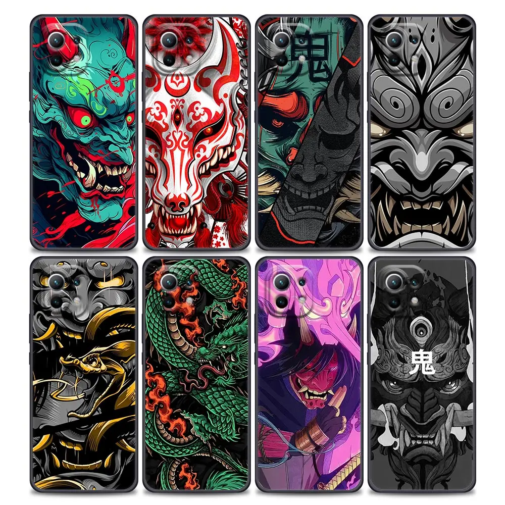 Фото Чехол для телефона Xiaomi 15T 11T 12T 13T 14T Pro 11Lite 15, Mi POCO X7 X8 M7 F7 Pro F8 Ultra F5 F6 M6 X5 X6 с дизайном «Маска Они» и драконом №1