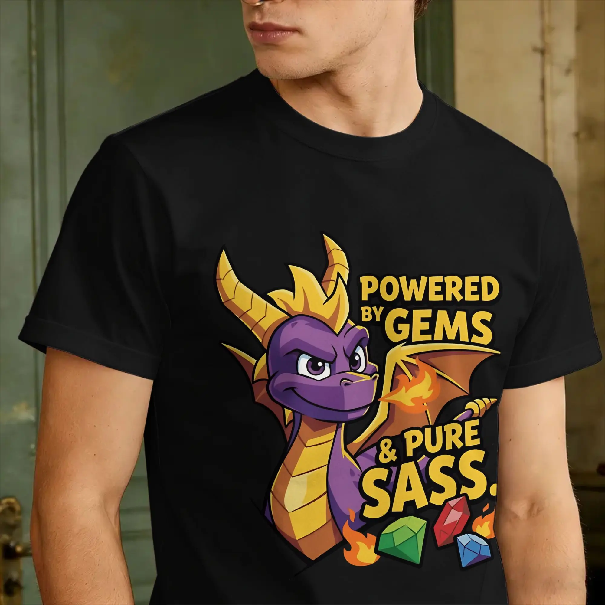 Фото Футболка Spyro The Dragon Pure Sass, летние футболки Spyro Streetwear, модная футболка из 100% хлопка для мужчин, повседневные футболки №3