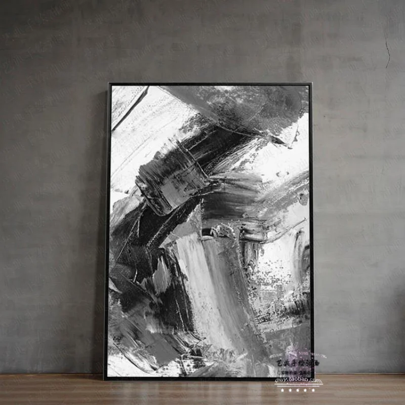 

Modern minimalist living room dining room abstract painting pure hand-painted oil painting porch decorative painting black and