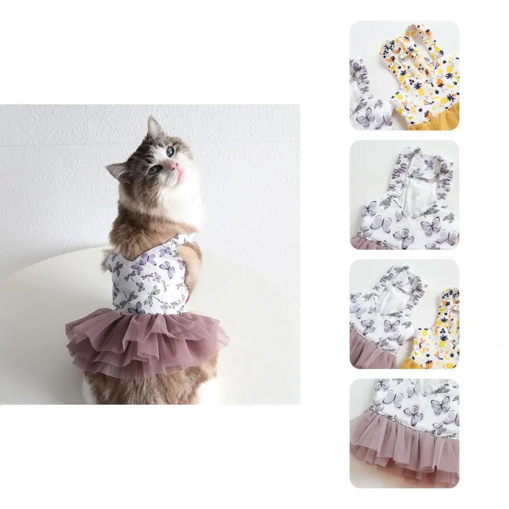

Beautiful Pet Skirt Wrinkle-free Elastic Puppy Cat Spring Summer Print Sling Skirt Pet Vest Dress Puppy Dress
