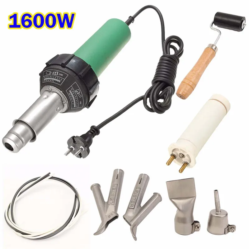 

1600W 3000Pa Plastic Integrated Welders 220V Hot Air Welding Torch Gun Heating Core Set + 2pcs Speed Nozzle +Welding Rod Roller