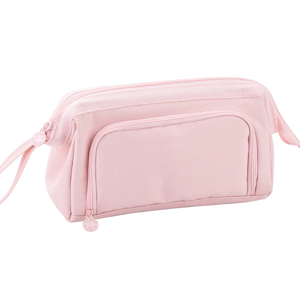 

Pencil Bags Large Capacity Multifunctional Double-Layers Storage Box Color School Supplies Office Teacher Women Pink