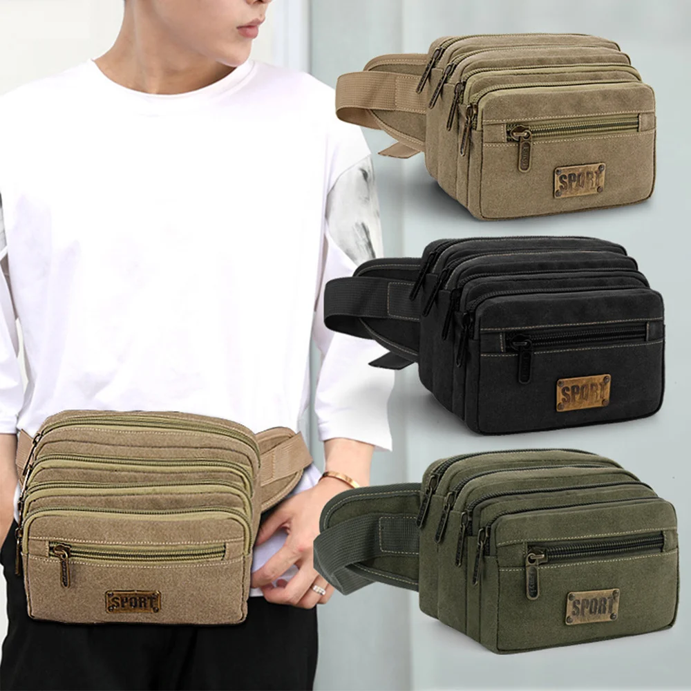 

Multi layer mobile phone bag, field work bag, large capacity outdoor bag for men and women, Canvas Wallet