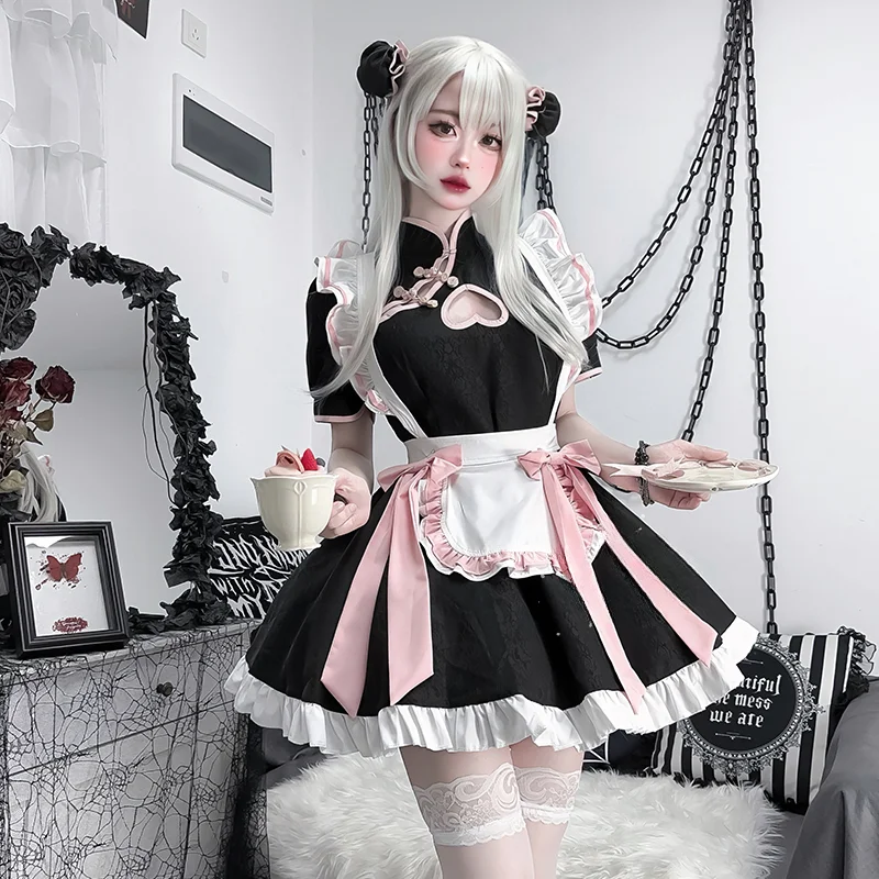 

Chinese Style Maid Lolita Cosplay Costume Women Sweetheart Cheongsam Dress Halloween Party Waitress Role Play Animation Show New
