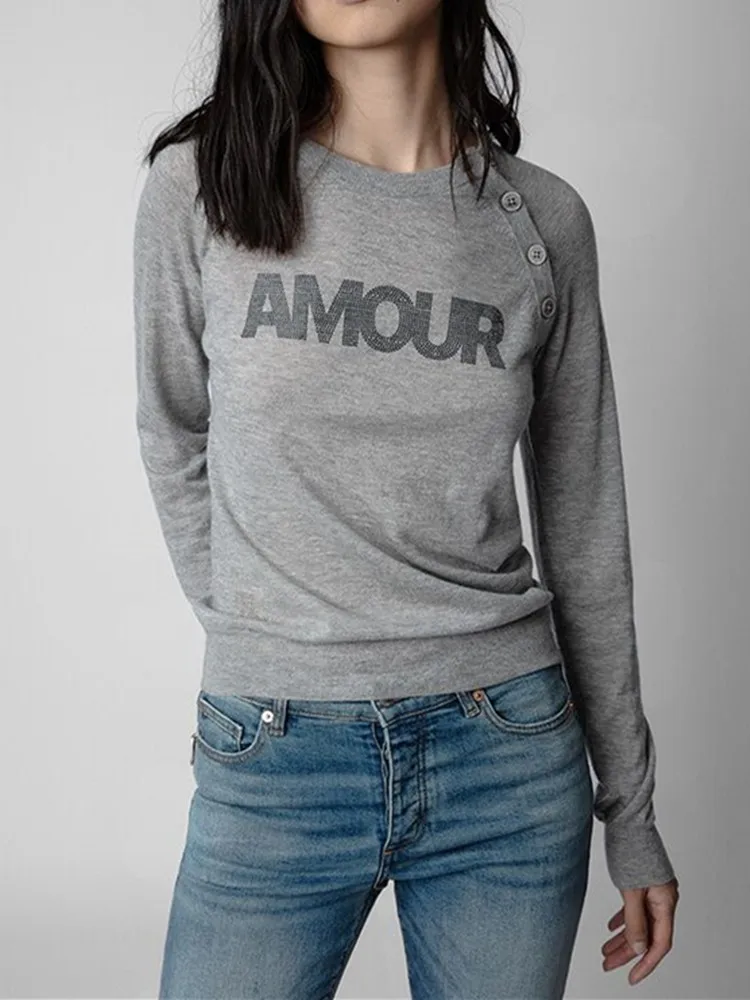 

Женский трикотажный тонкий пуловер с длинным рукавом