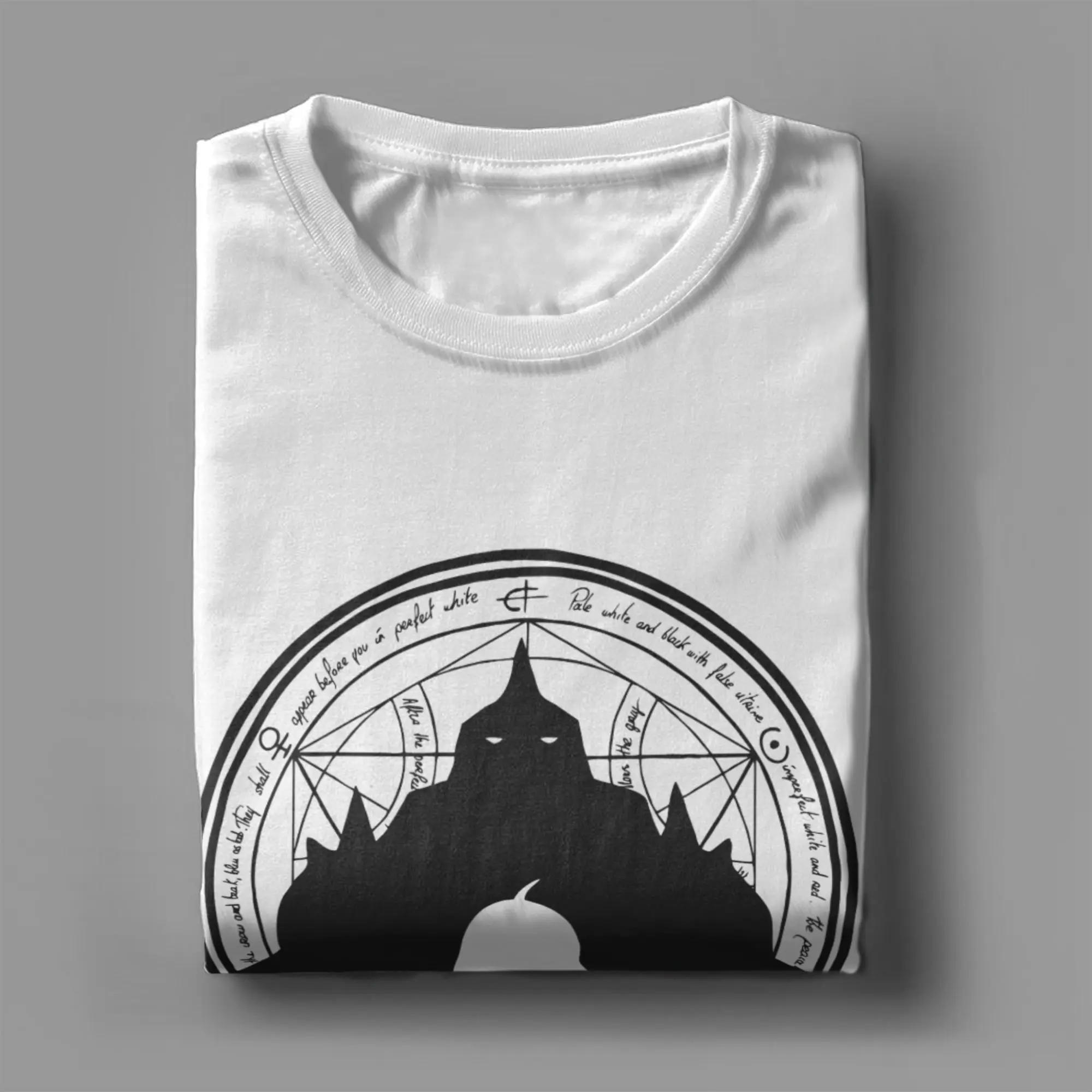 Фото Мужские футболки FullMetal Alchemist Elric Hiromu Arakawa, винтажные футболки с короткими рукавами и круглым вырезом, футболка из чистого хлопка, идея для подарка, топы №4