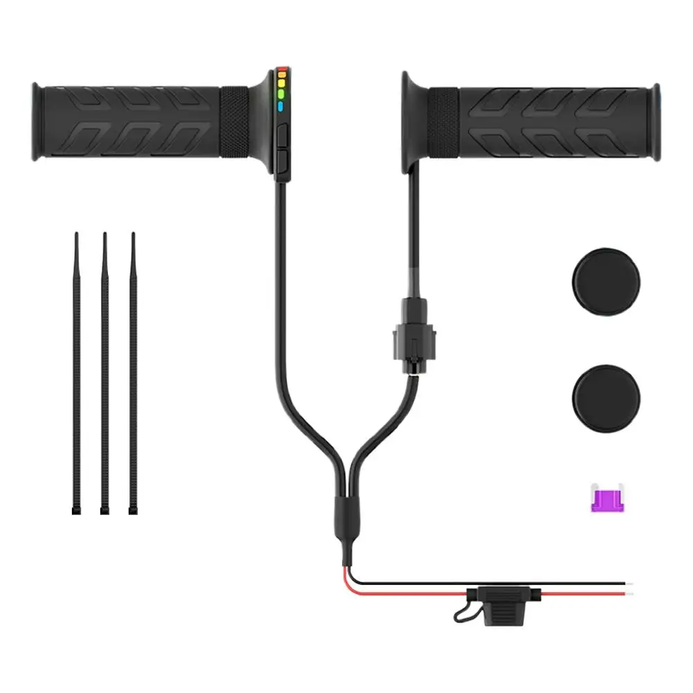 

Ручки руля с подогревом мотоцикла, 5-ступенчатая передача, Радужный свет, контроль температуры, функция защиты от перенапряжения, память для холодной погоды