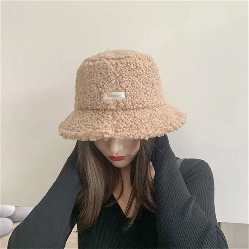

Winter Female Hat Teddy Velvet Warm Ear Protector Fisherman Hat Accessories Retro Lamb Velvet Cap Casual Versa Lovely Plush Hat