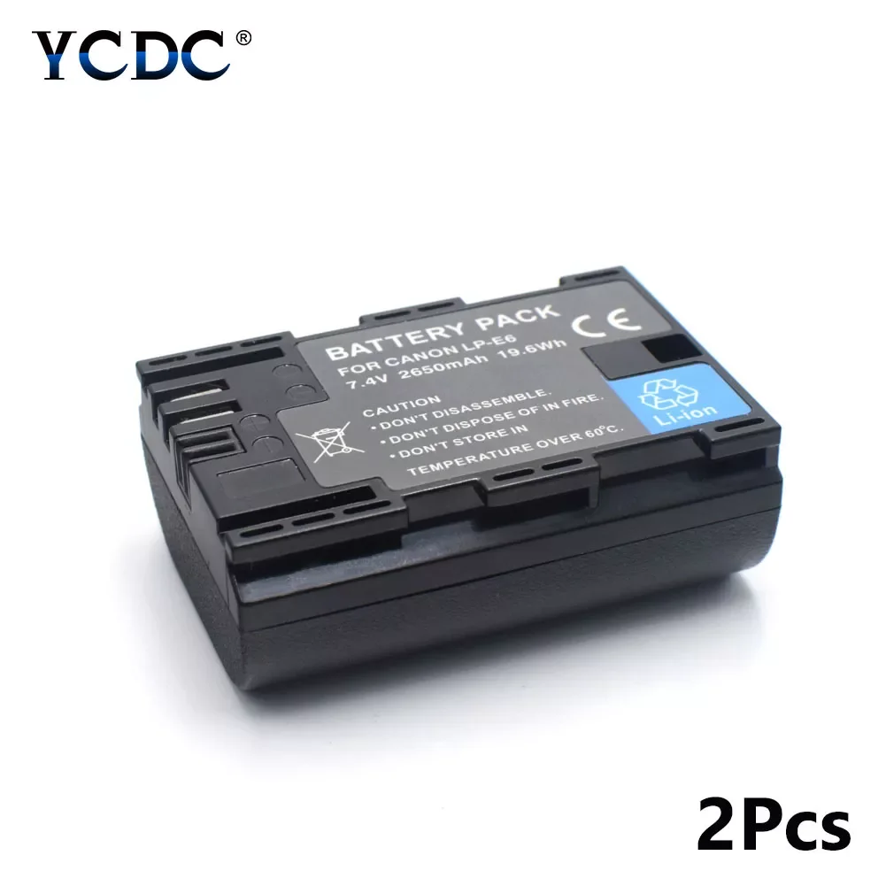 

2023New YCDC 2pcs 2650mAh Rechargeable Battery 55x37x20mm Digital Camera Bateria For Canon Eos 5D Mark II Mark III Mark IV 60d 7
