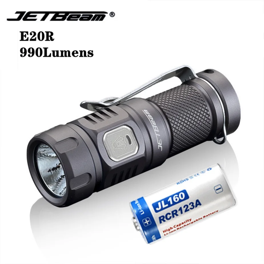 JETBeam E20R Mini LED Flashlight Luminus SST40 990LM Rechargeable Torch With 16340 Battery for Portable Camping Self-defense