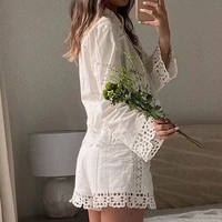 ardm elegant patchwork lace white shirts for women 2022 casual button long sleeve embroidery vintage blouse chic tops