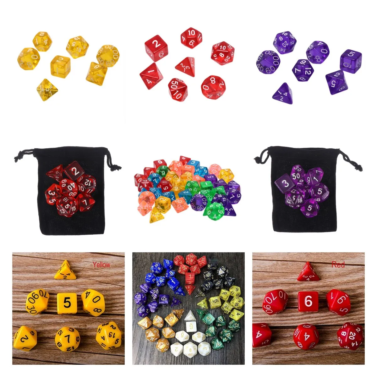 

7 шт./набор, многосторонние акриловые кости