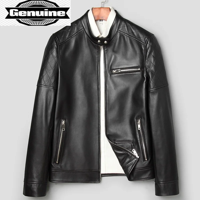 Jacket Men 2023 Autumn Leahter Real Sheepskin Coat Motorcycle Jackets Casaul Coats Black Clothes Chaquetas Hombre WPY
