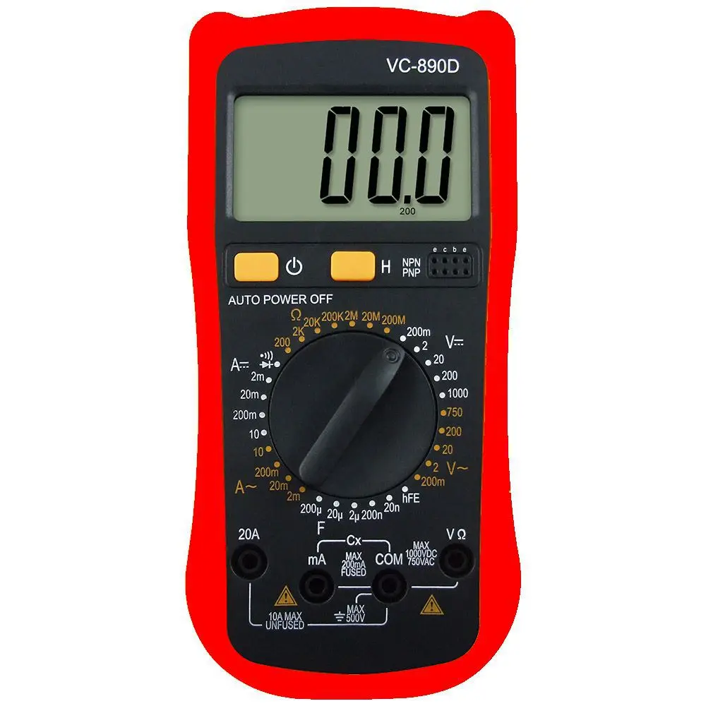 Цифровой мультиметр VC890D, тестер емкости и напряжения переменного/постоянного тока, 2000 мкФ, 20 А, с подсветкой