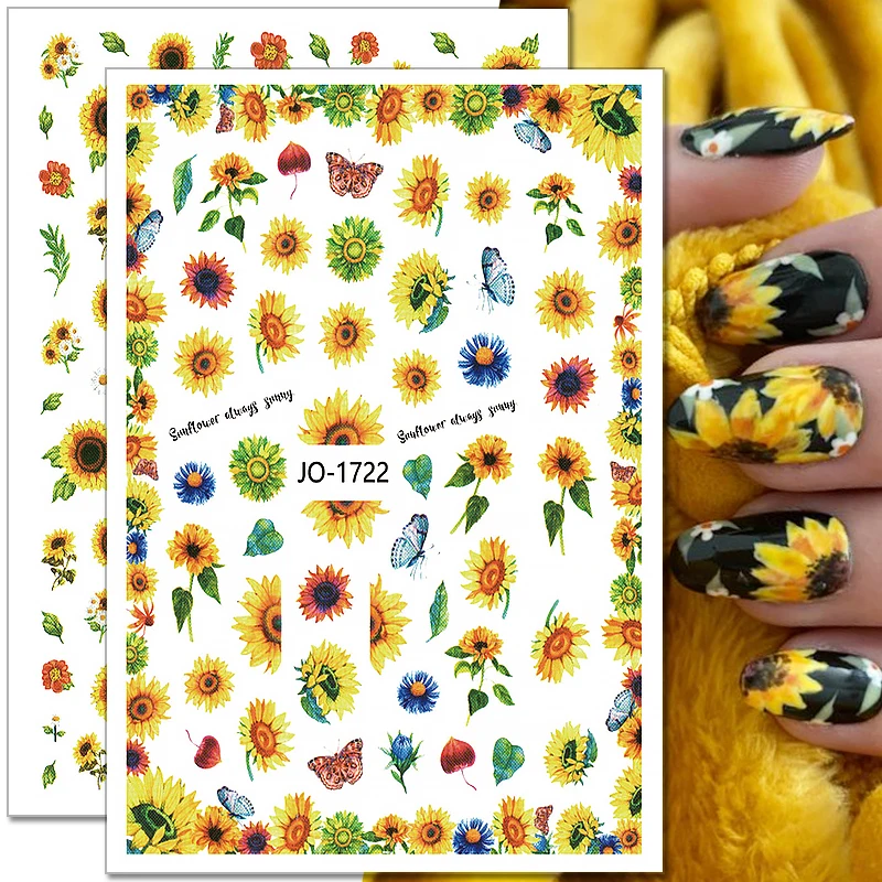 

Sunflower Flower Nail Stickers Blossom Daisy Florals Nail Decals Self Adhesive Sliders Nail Art Decorations Manicure