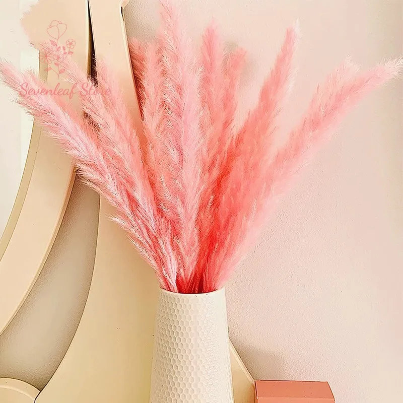 

Pink Pampas Grass Dried Flower Bouquet Boho Home Decor Country Wedding Party Decoration Natural Preserved Flowers Table Ornament