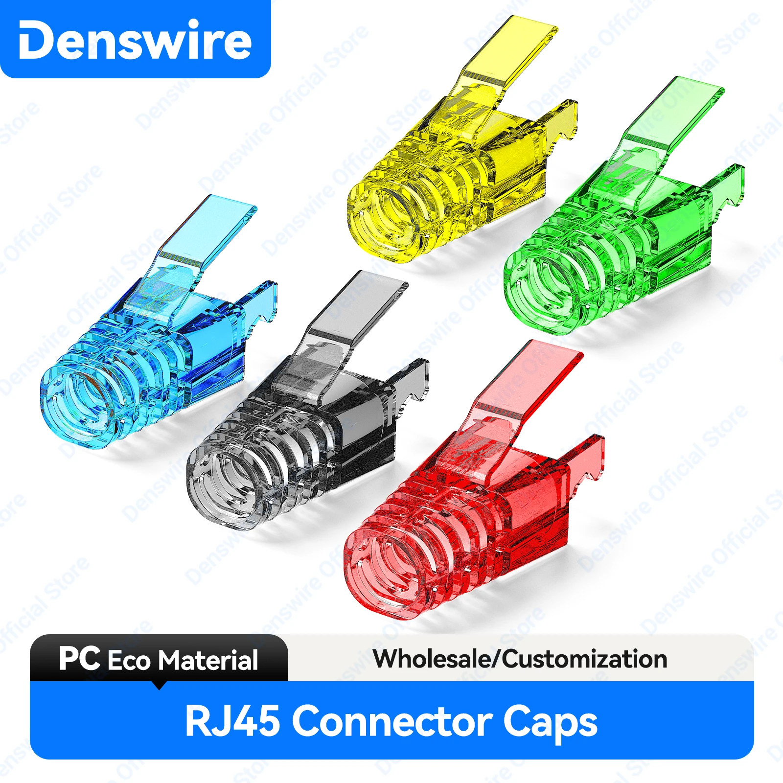 Фото Защитные колпачки для сетевых кабелей Denswire RJ45 CAT6/CAT6E/CAT5 из поликарбоната, ультрагибкие, прочные, разных цветов, для коннекторов RJ45 №1