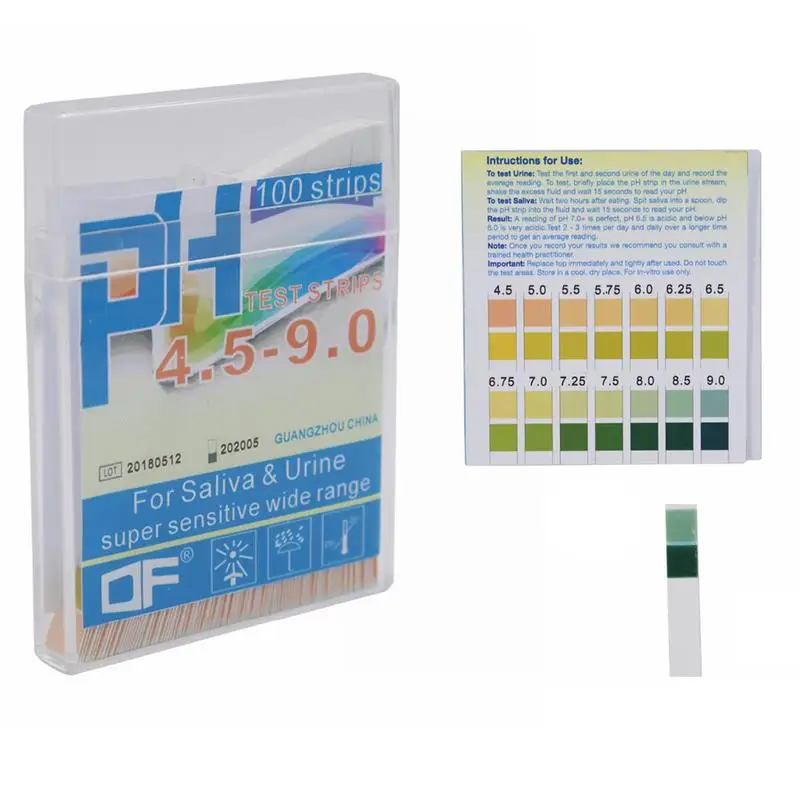 

100 Strips 4.5-9.0 Alkaline Acid Indicator Paper Water Saliva Litmus Testing Kit For Test Body Acid Alkaline PH Level Skin Care