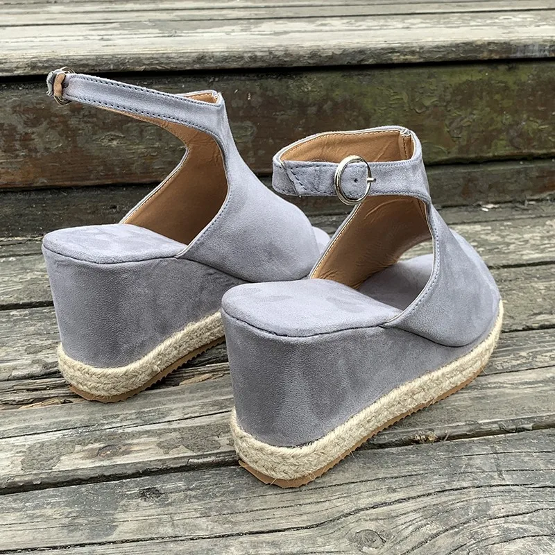 Summer Sandals Women Ladies Fashion Solid Wedge Platform High Heel Casual Buckle Strap Roman Shoes Sandals Women's ShoesTGHDOF