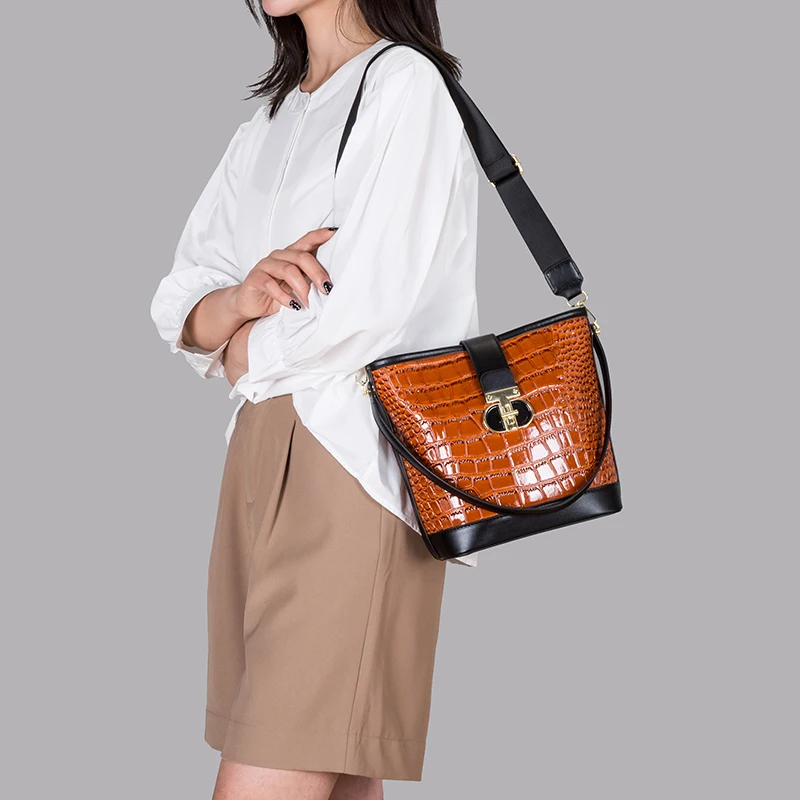 

Женская сумка YILIAN, новинка 2023, сумка через плечо, модная простая сумка-мешок на одно плечо с крокодиловым узором, женская сумка премиум-класса